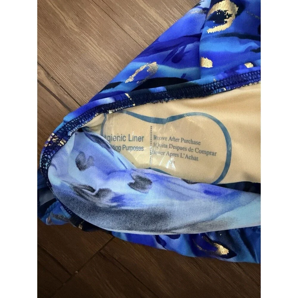 Miraclesuit Womens Animal Magnetism Oceanus One Piece Swimsuit Size 14 Blue Gold